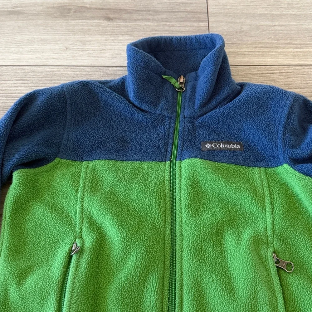 Columbia Two-Tone Blue and Green Fleece Jacket XXS 4-5 - Picture 2 of 8